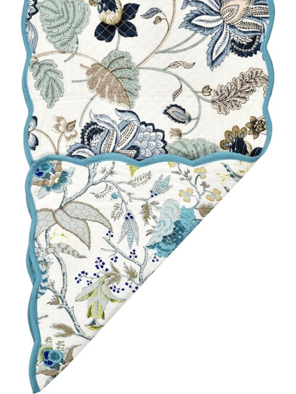 Elegant Reversible Cotton Quilted Runner - Coastal Blues Home Decor, 14x72